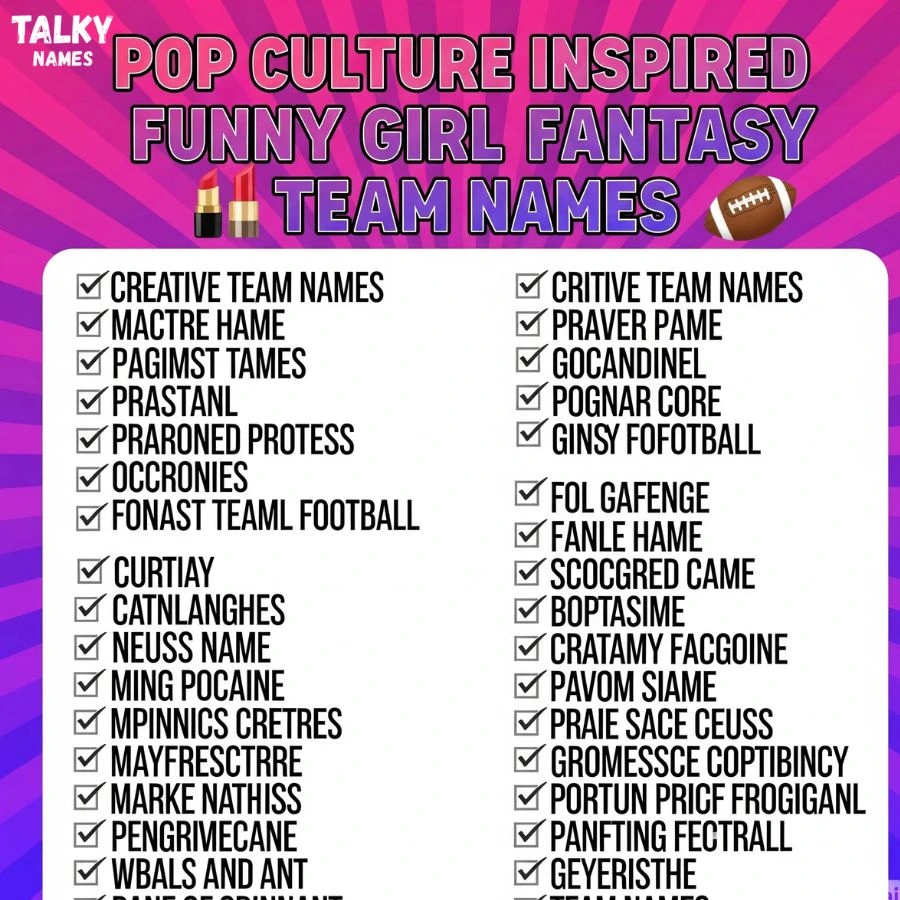 Pop Culture Inspired Funny Girl Fantasy Football Team Names with Meanings