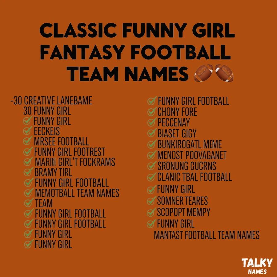 Classic Funny Girl Fantasy Football Team Names: with Meanings