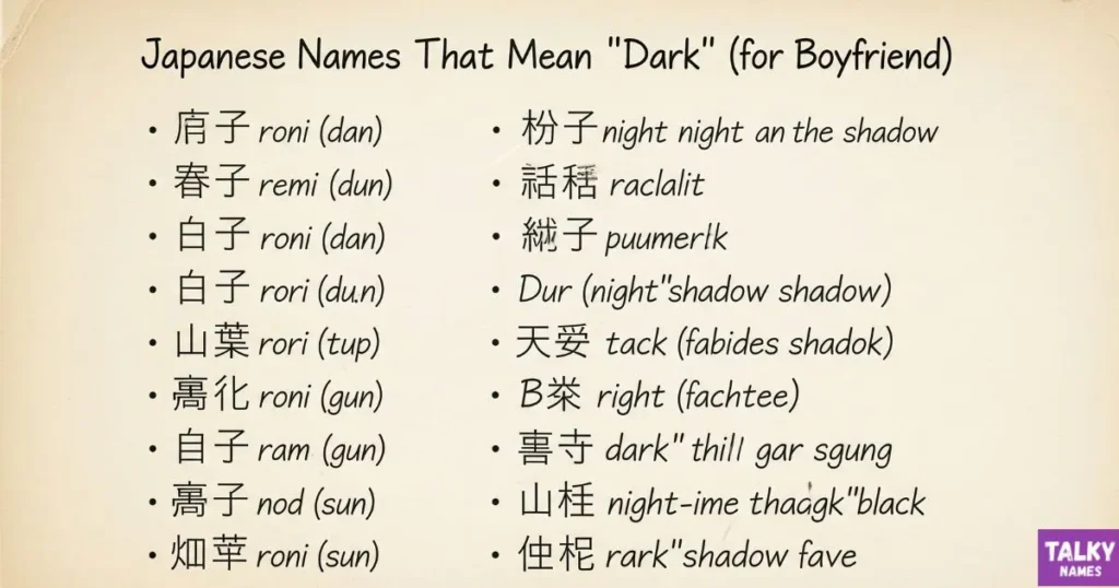 Japanese Names That Mean Dark for Boyfriend