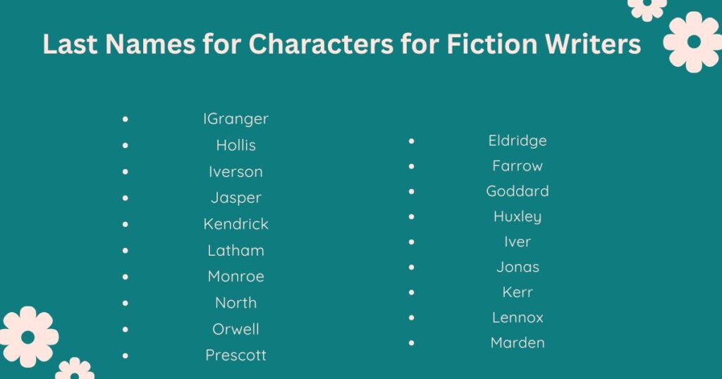 Last Names for Characters for Fiction Writers