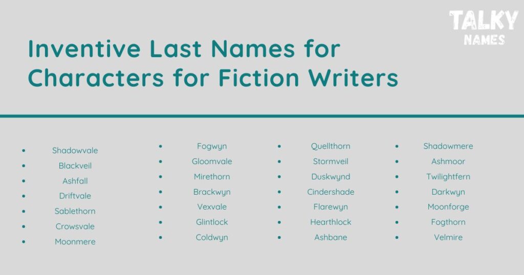 Inventive Last Names for Characters for Fiction Writers