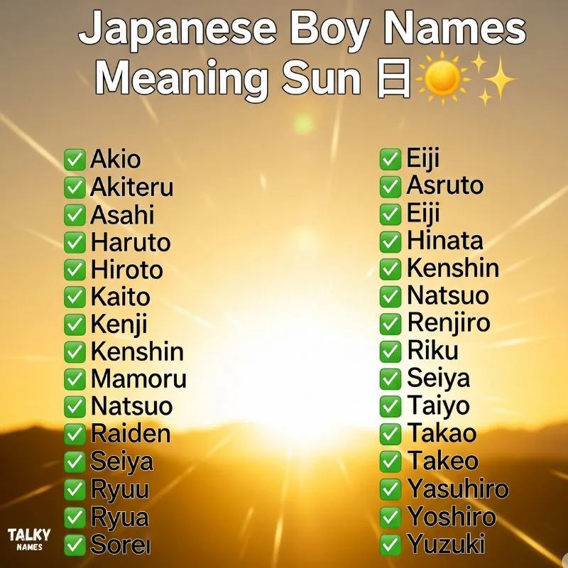 Japanese Boy Names Meaning Sun