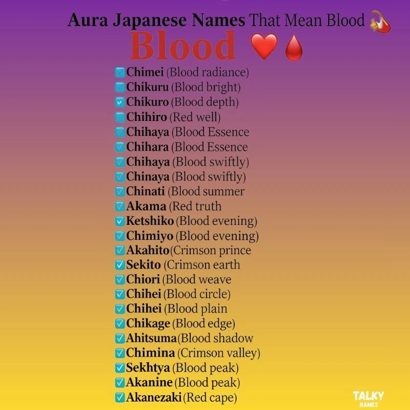 Aura Japanese Names That Mean “Blood”