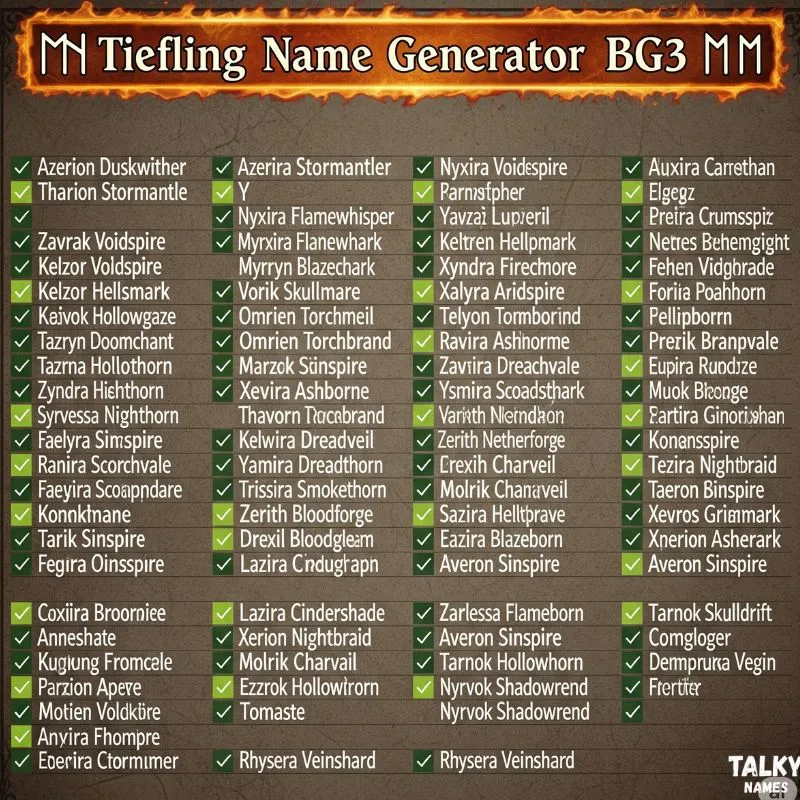 Tiefling Name Generator BG3