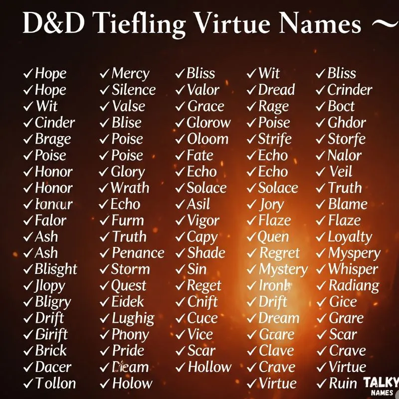 D&D Tiefling Virtue Names