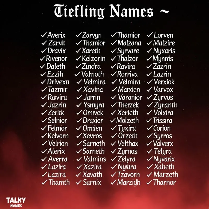 Tiefling Names Collection
