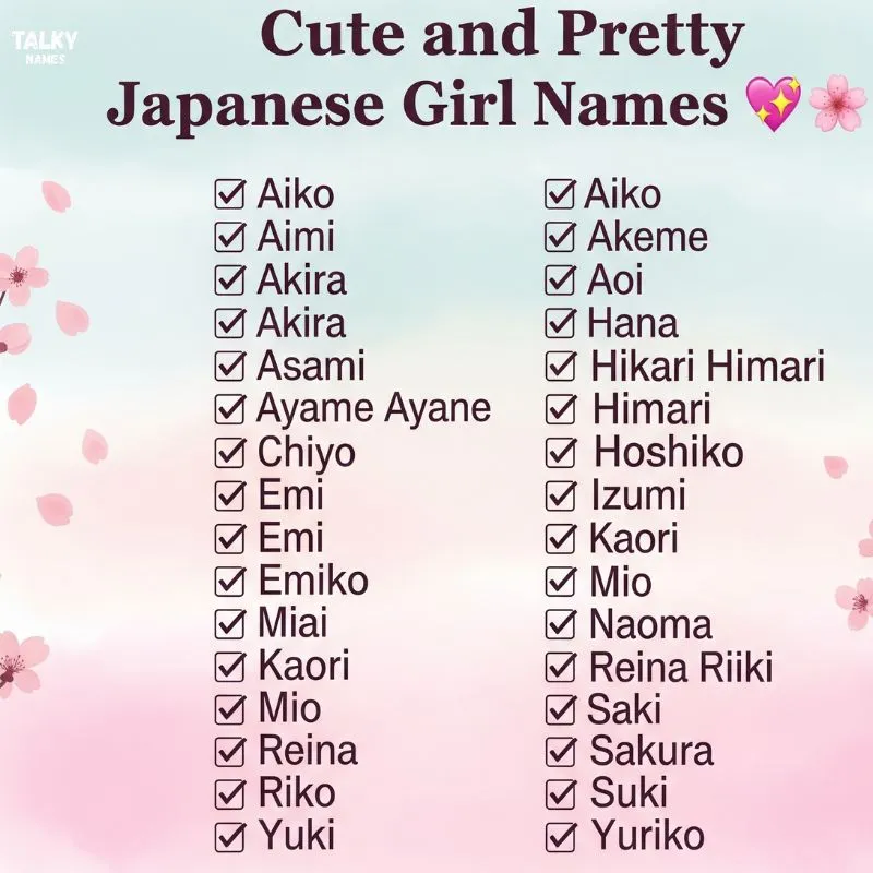 Cute and pretty japanese girls names
