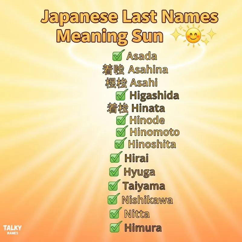 Japanese Last Names That Mean Sun