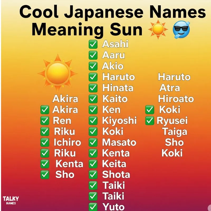 Cool Japanese Names Meaning Sun