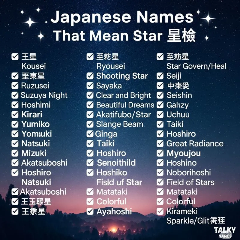Japanese Names That Mean Star