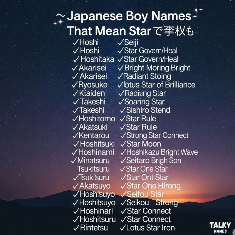 Japanese Names Meaning Star for Boys