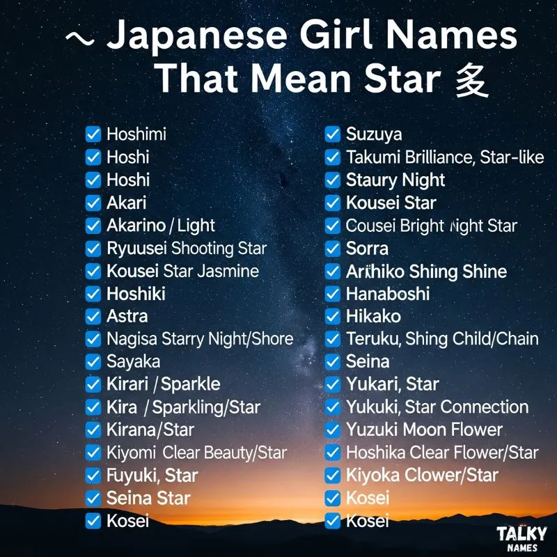 Japanese Names That Mean Star for Girls