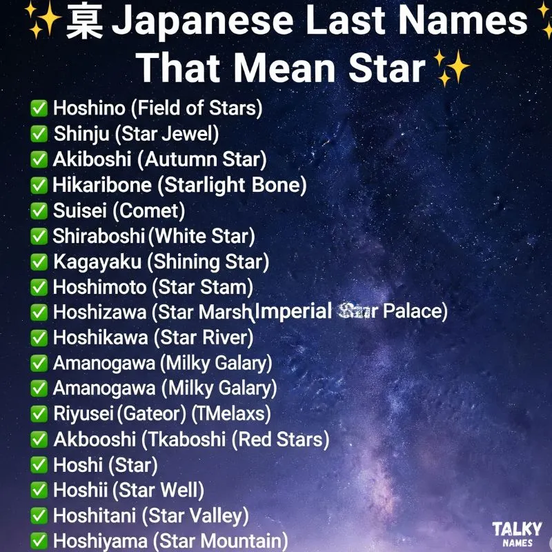 Japanese Last Names Meaning Star