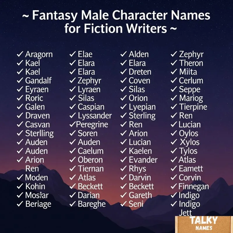 Fantasy Male Character Names for Fiction Writers