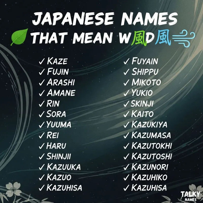 Japanese names that mean Wind