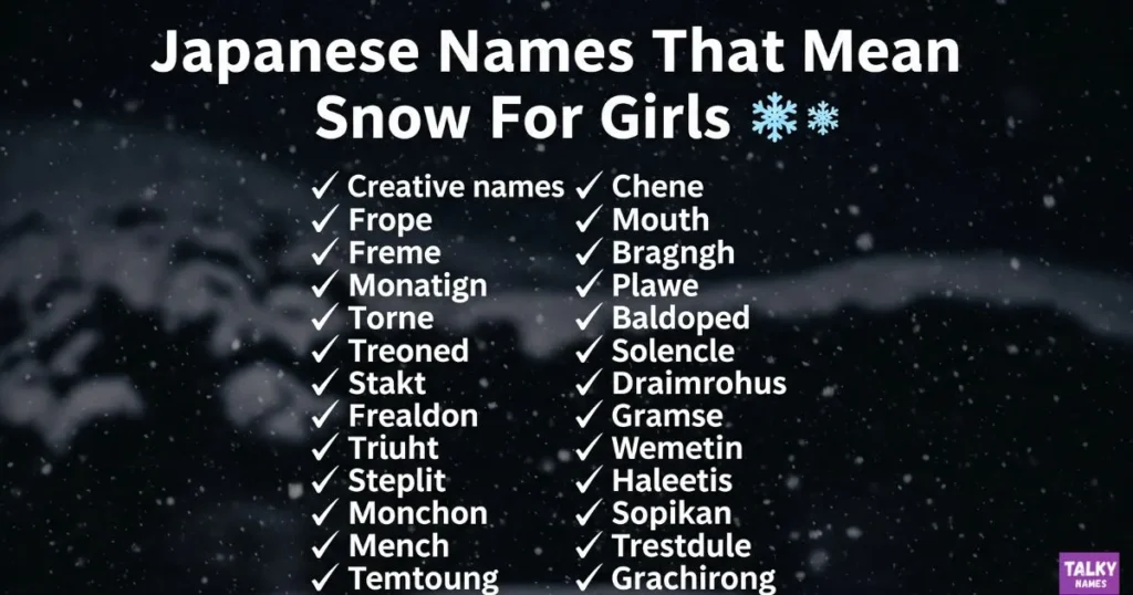Japanese Names That Mean Snow For Girls